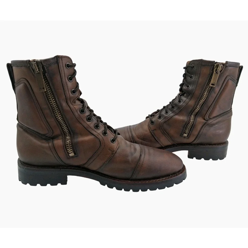 Thursday Boot Co Boots Mens Size 9.5 Brown Leather Combat Ankle Zip Casual Boots